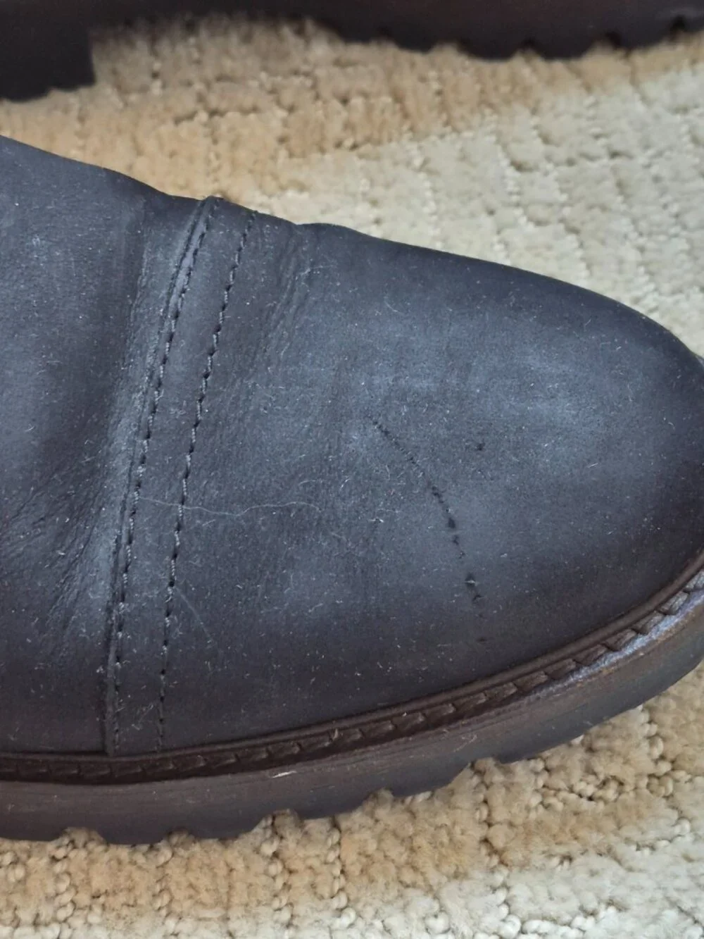 Patina Black Leather Lace Up Boots Men 9 Combat Cap Toe Lug Sole Made Mexico